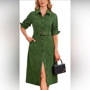 Green Belted Button-Down Dress no belt amazing dress for st Patrick day